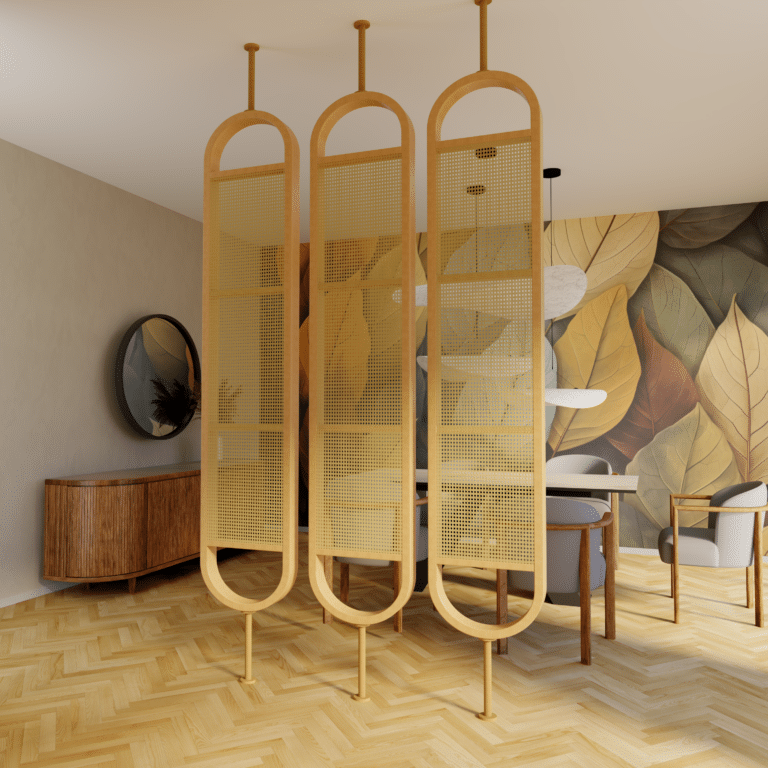 panel nordycki ratan tapeta liście